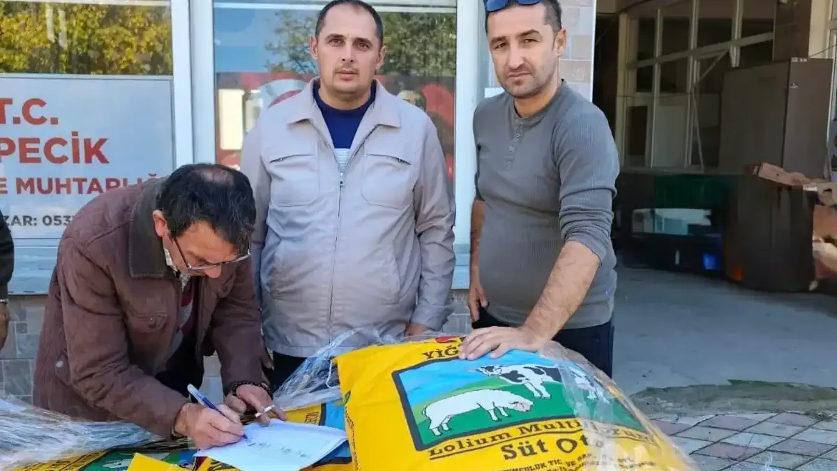 Mustafakemalpaşa'da İtalyan çimi tohumu dağıtımı.