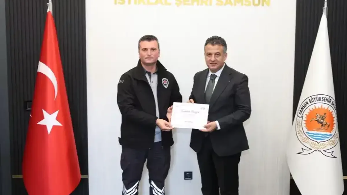 Samsun'da güvenlik görevlisine anlamlı ödül