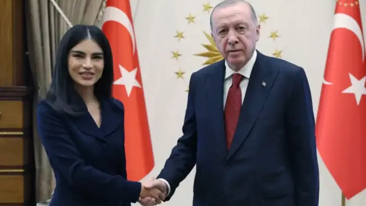 Cumhurbaşkanlığı Külliyesi'nde Erdoğan ve Mirziyoyeva'nın buluşması.