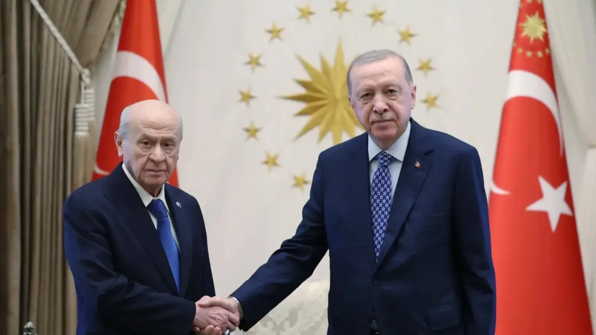 Cumhurbaşkanlığı Külliyesi'nde Erdoğan ve Bahçeli'nin görüşmesi.