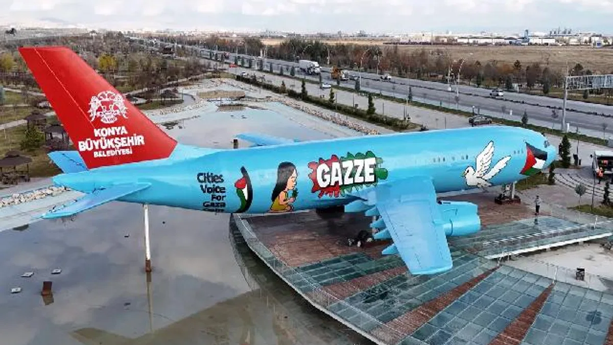 Konya'ya gelenler 'Gazze' mesajıyla karşılanıyor