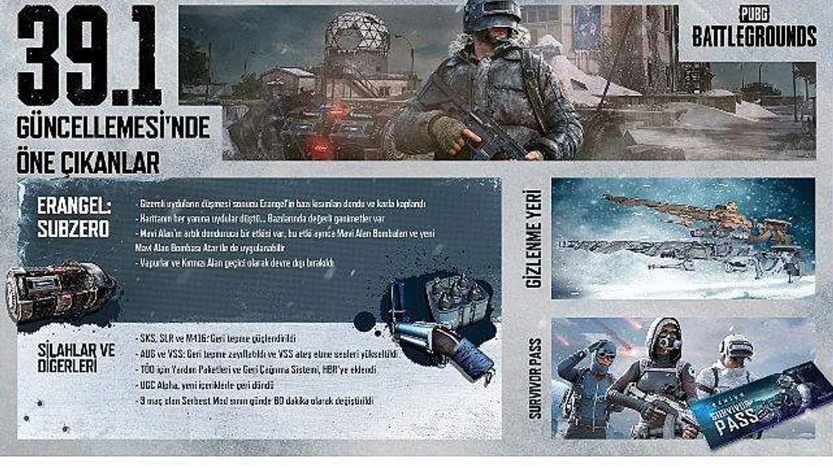 PUBG: BATTLEGROUNDS, Sizi "Erangel: Subzero"nun Buz Tutmuş Savaş Alanlarına Çağırıyor