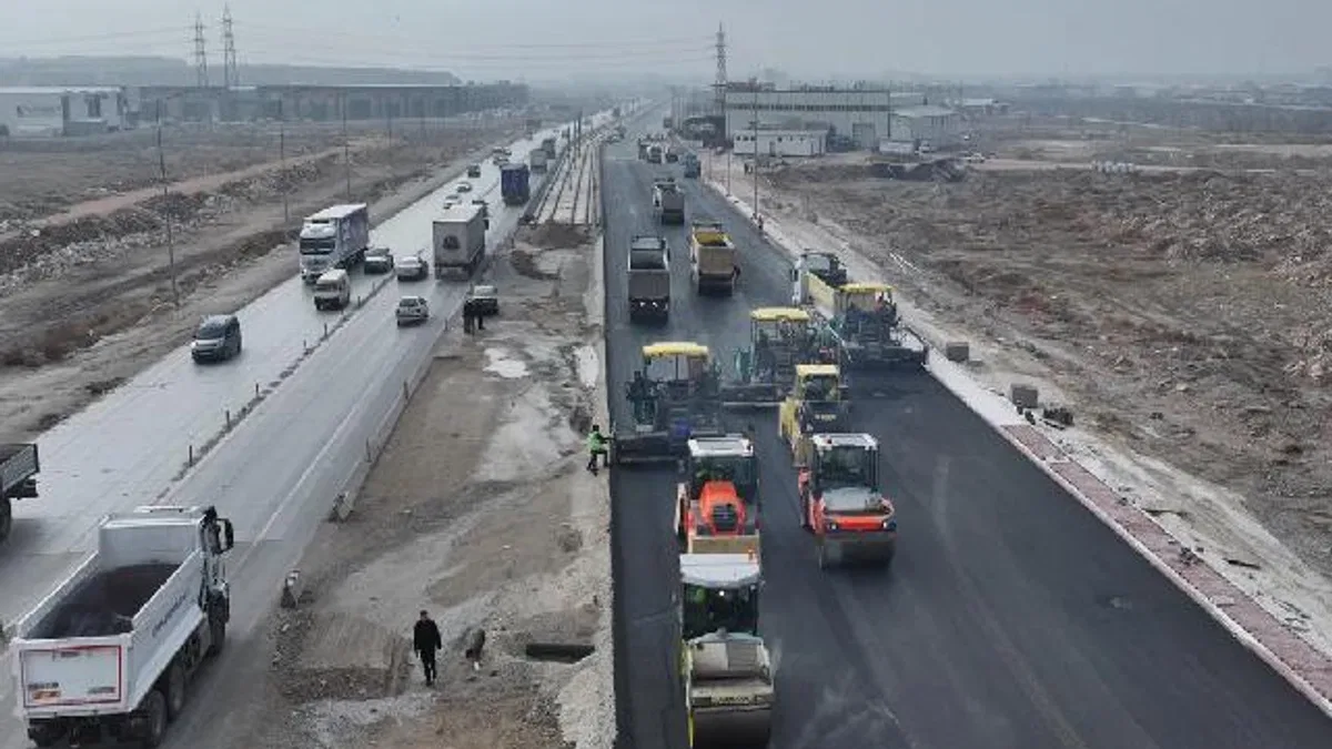 Konya Aslım Caddesi'nde üst yapı çalışması