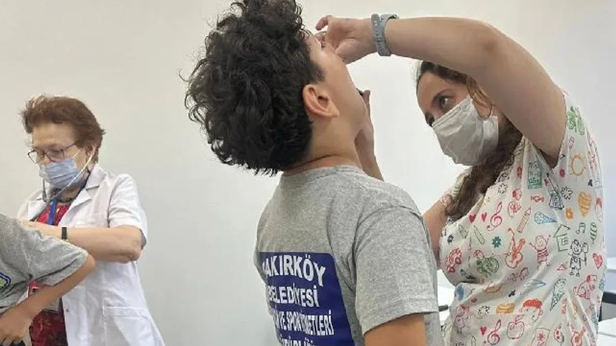 Yaz Spor Okulu öğrencilerine sağlık kontrolü