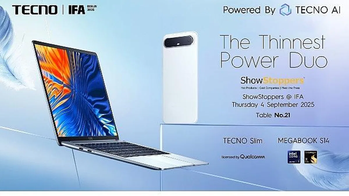 TECNO, IFA ShowStoppers 2025'te TECNO Slim Akıllı Telefonlarını ve Yapay Zeka Destekli Dizüstü Bilgisayarlarını Tanıtacak