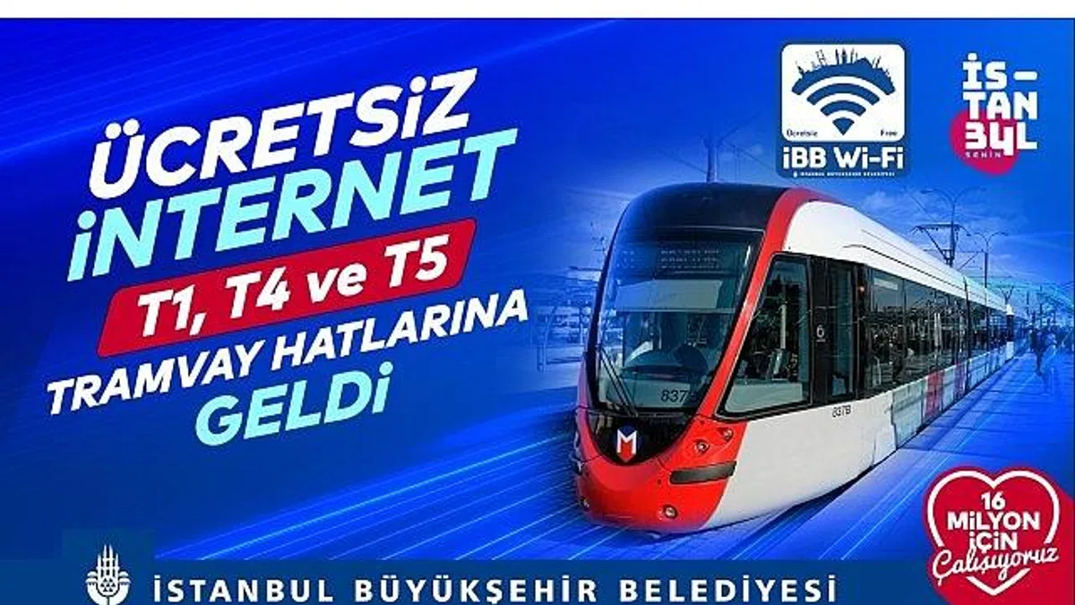 İBB'den tramvay hatlarına ücretsiz internet