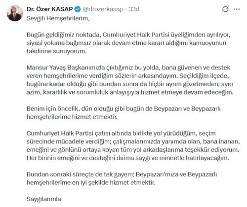 Mansur Yavaş’ın ardından Ankara’da peş peşe istifalar... 7 belediye başkanı CHP’den ayrıldı!
